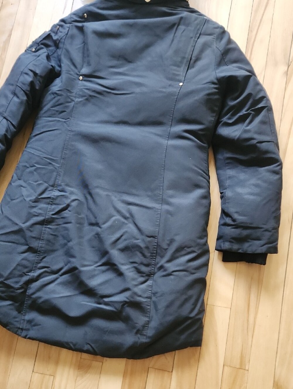 Moose Knuckles Navy Puffer Parka with Faux Fur Hood - Picture 11 of 16